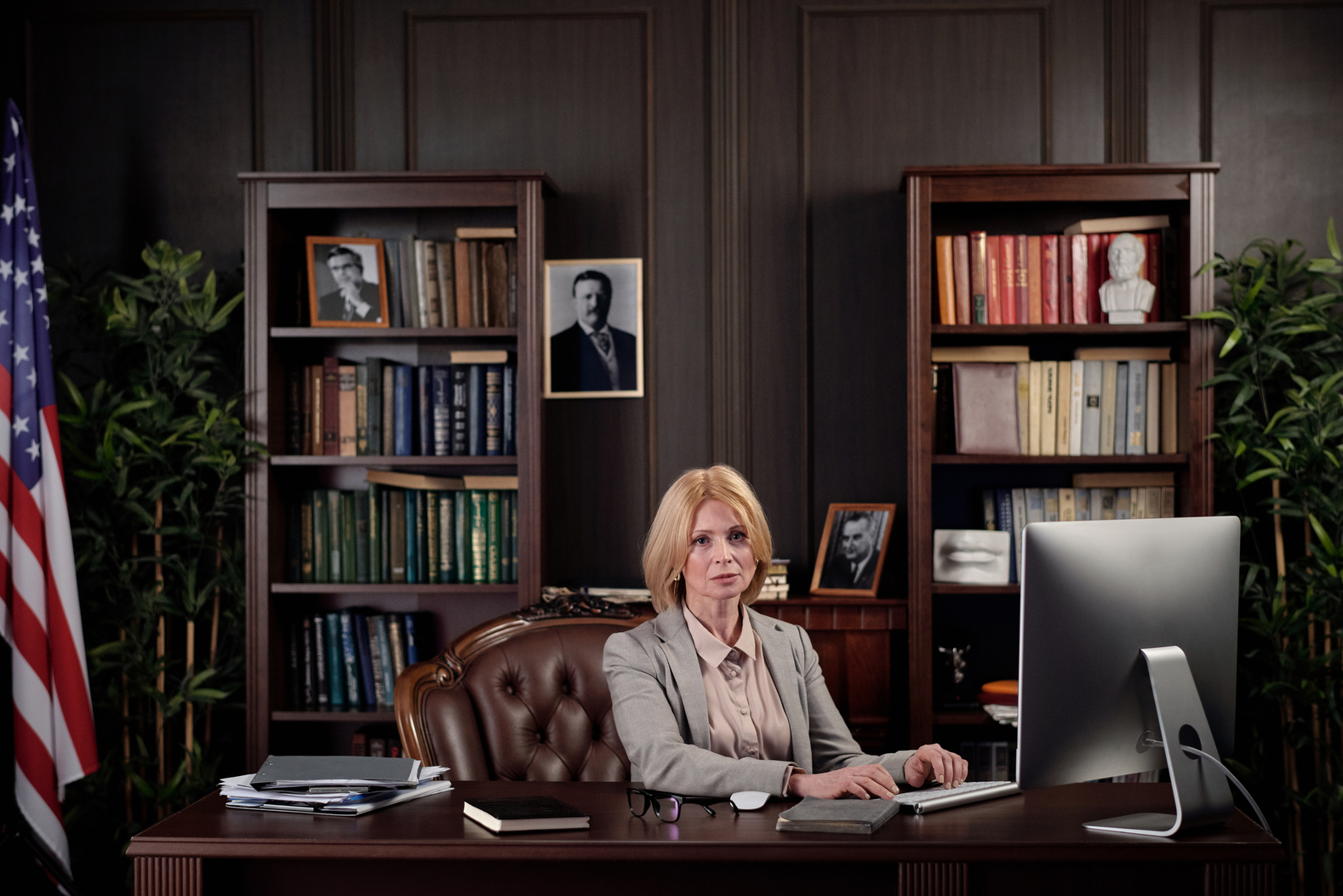 Woman Sitting at her Office